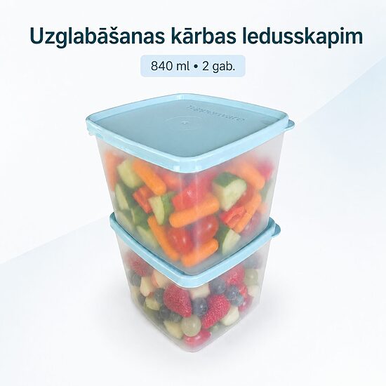 Kvadrātveida uzglabāšanas kārbas ledusskapim 840 ml (2 gab.) (atlaide -33%)